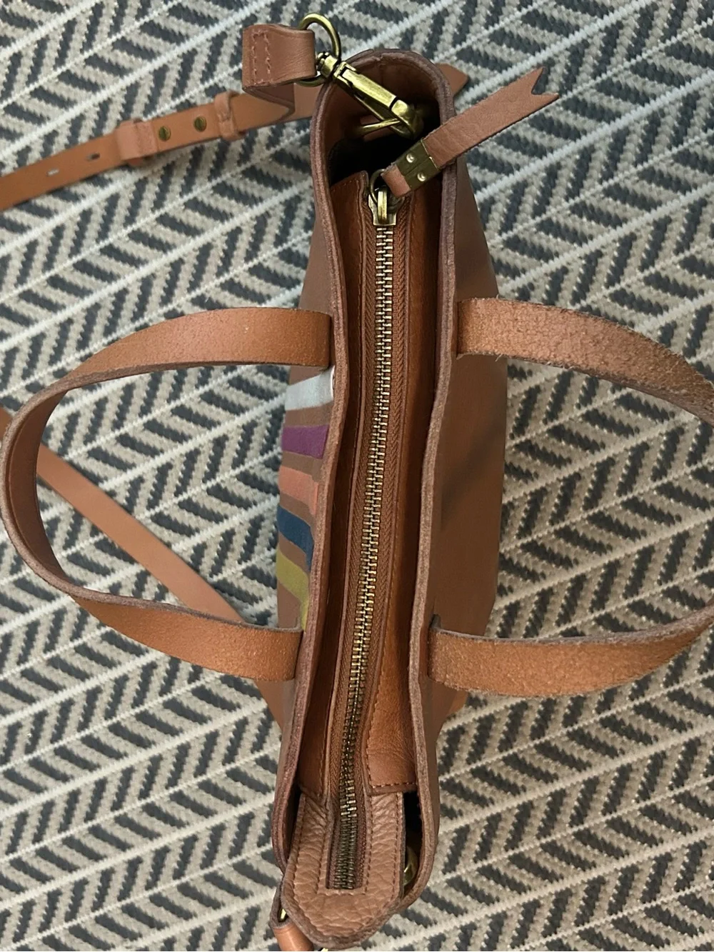 Madewell Small Transport Striped Tote Crossbody Bag.
